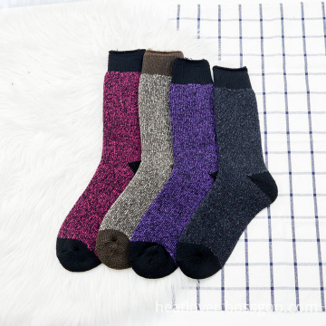 Solid color thickened fleece warm cotton socks